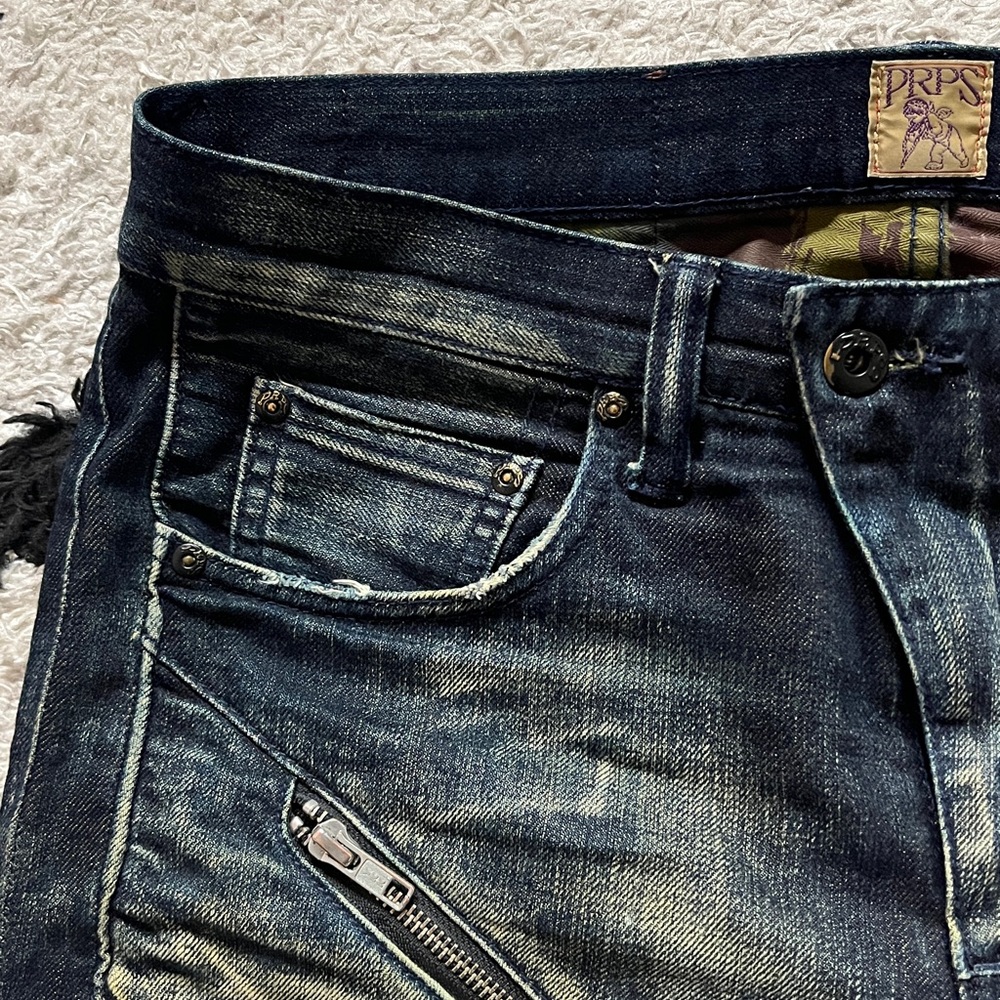 PRPS W30 Men's Dark Blue and Tan Relaxed distressed Jeans - Picture 8 of 16